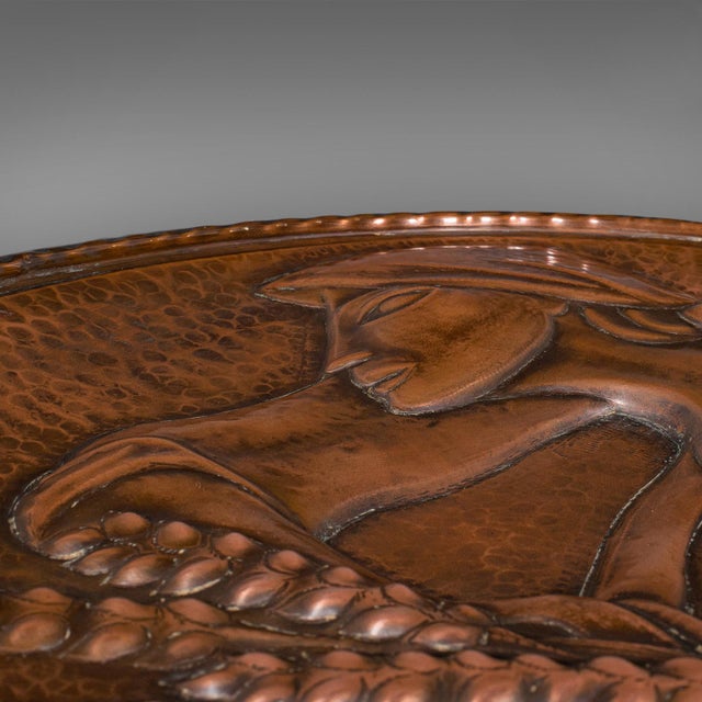 Metal 1930's Large Vintage Relief Charger For Sale - Image 7 of 9