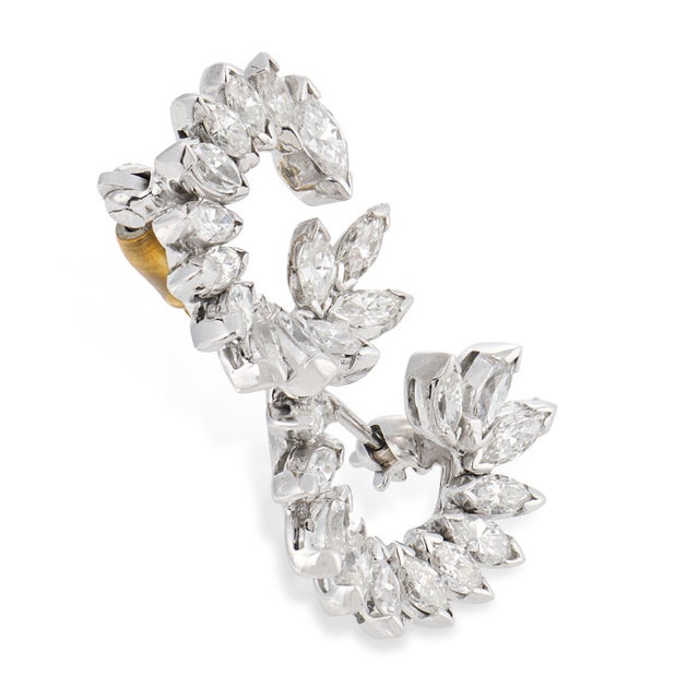Contemporary Vintage 1.50 Carat Diamond 14k White Gold Brooch For Sale - Image 3 of 5