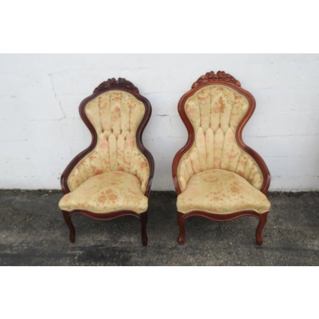 Mid 20th Century Victorian Kimball Carved Side Chairs a Pair 6218 For Sale - Image 11 of 18