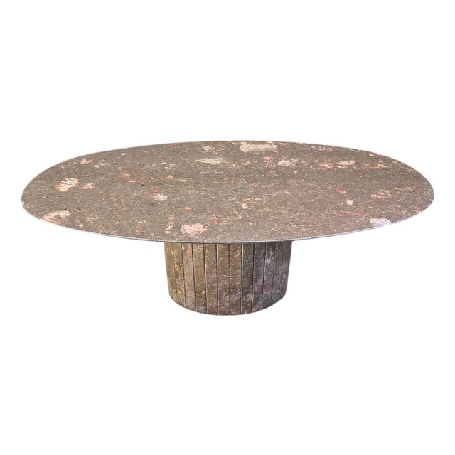 Vintage Oval Marble Dining Table, 1970s For Sale