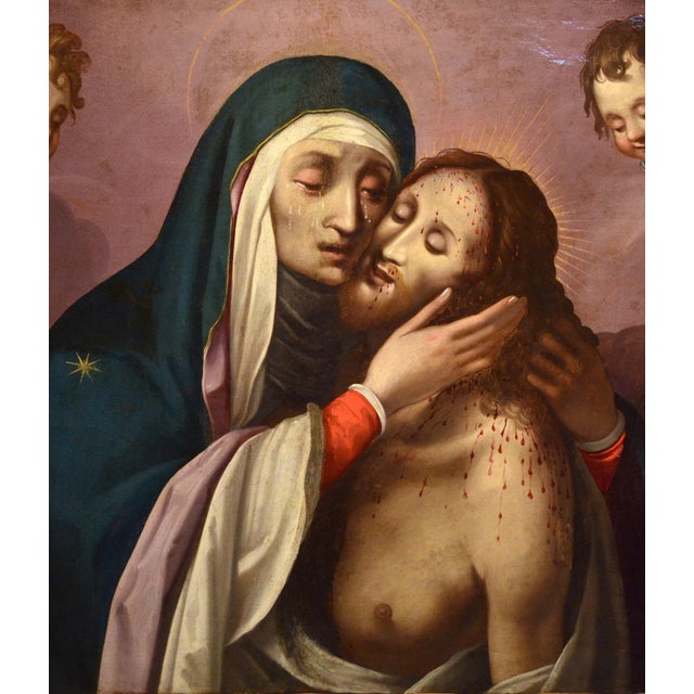 Circle of Scipione Pulzone, Christ & Madonna, 1600, Oil on Canvas For Sale - Image 13 of 18