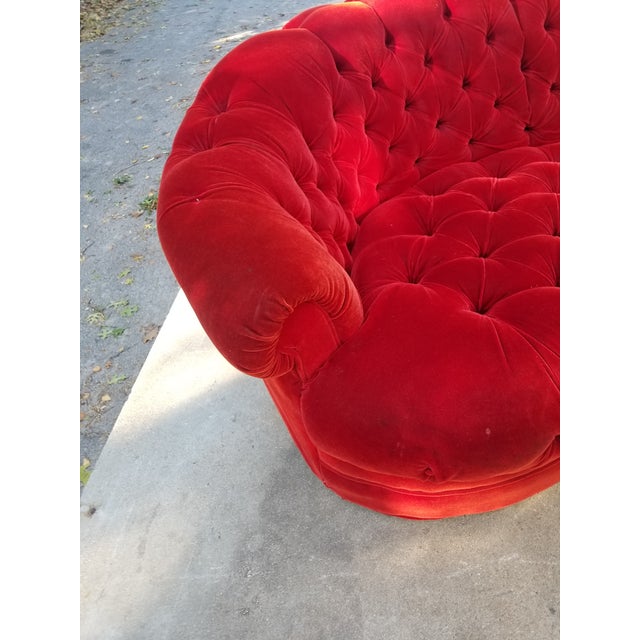 1960s Vintage Red Velvet Heart Shaped Tufted Loveseat Chairish