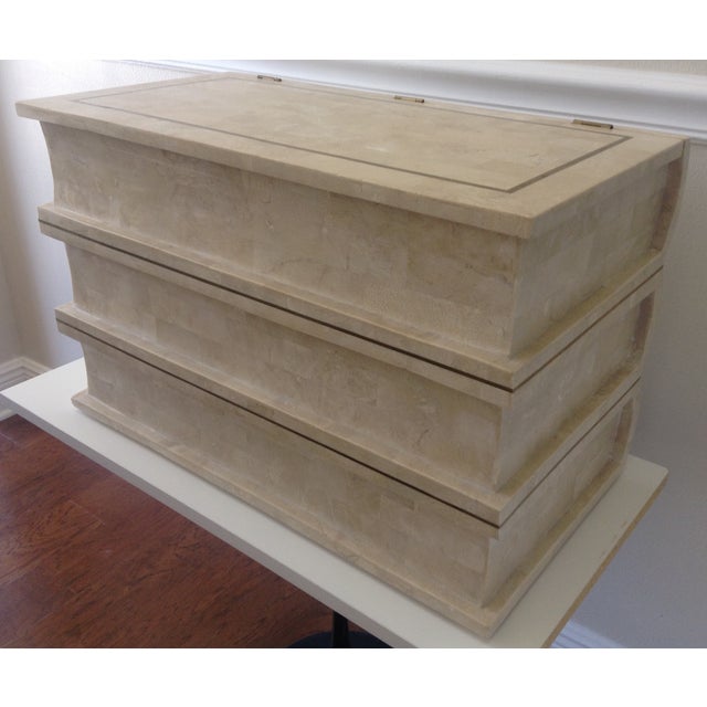 Maitland Smith Tessellated Stacked Book Chest | Chairish