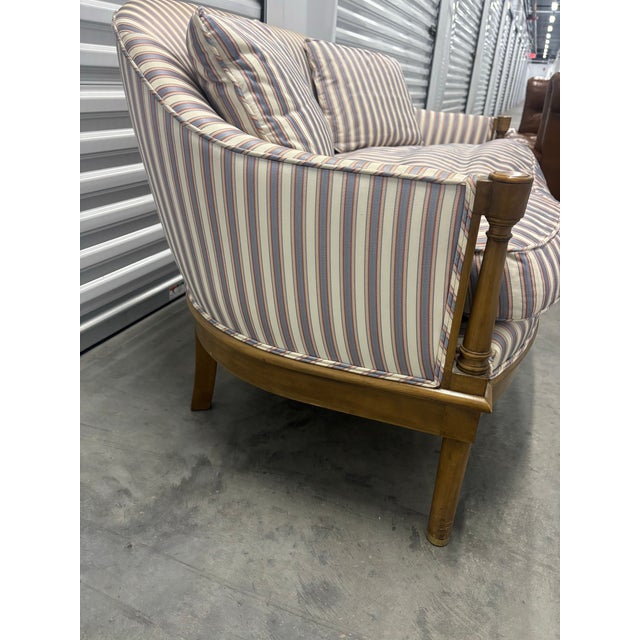 Mid 20th Century Traditional Upholstered Settee Loveseat For Sale - Image 11 of 12