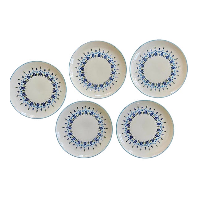 1950s MCM Marcrest Swiss Chalet Small 9 7/8” Plates Scandi Chic - Set of Five (5) For Sale