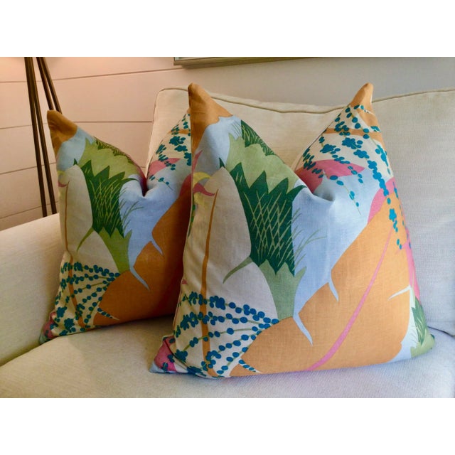 Schumacher Schumacher “ananas” in Tropical Down Filled Pillows- a Pair For Sale - Image 4 of 5