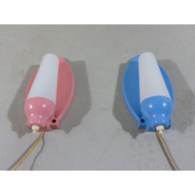 Pink & Blue Wall Lamps, 1950s, Set of 2 For Sale - Image 12 of 18