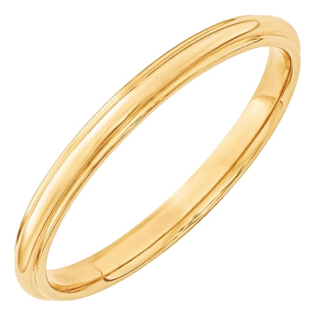 14 Karat Yellow Gold Half Round Classic Wedding Band Solid Ring For Sale