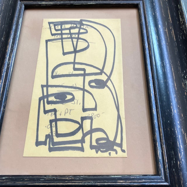 Abstract Contemporary Original Wayne Cunningham Abstract Marker Drawing Tabletop Frame For Sale - Image 3 of 4