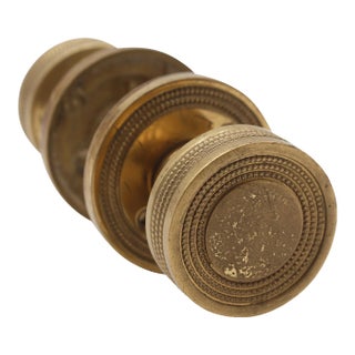 Late 20th Century Modern Cast Brass Beaded Concentric Passage Door Knob Set For Sale