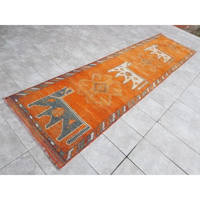 1960s 1960s Vintage Turkish Orange Runner Rug For Sale - Image 5 of 9