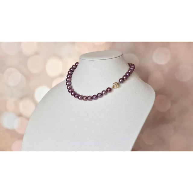 Metal Genuine Edison Freshwater Pearl Necklace With 14k Gold Clasp For Sale - Image 7 of 12