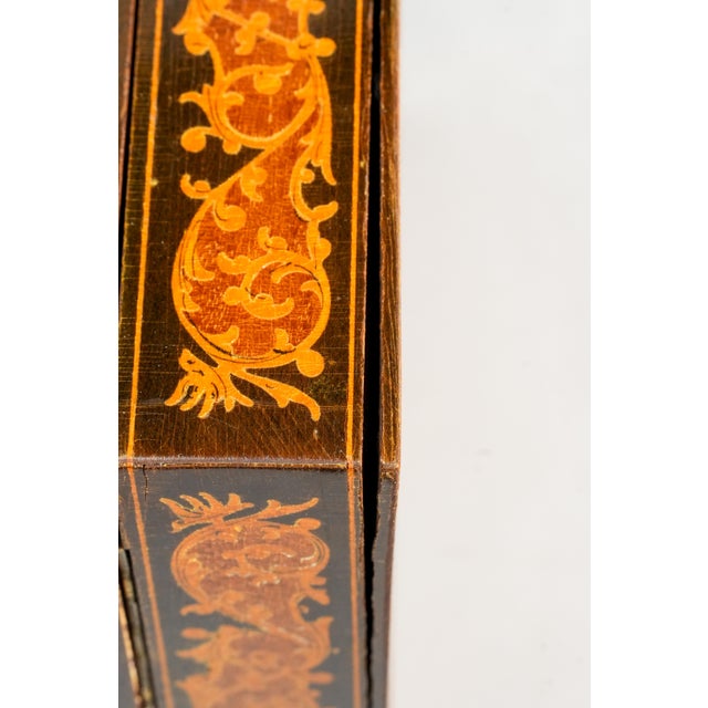 Intricate Patterned Large Antique Victorian Grand Tour Sorrento Ware Inlaid Wood Trinket Jewelry Box For Sale - Image 13 of 15