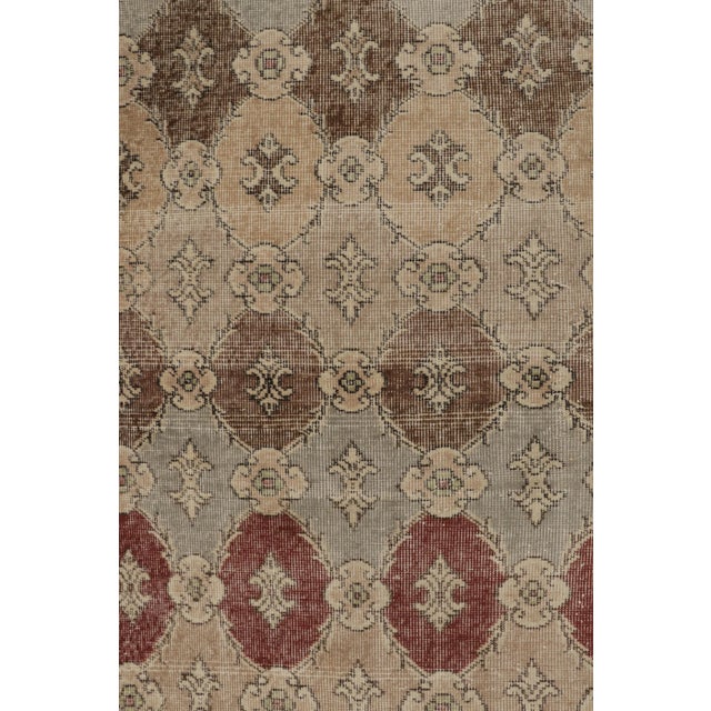 1950s Vintage Distressed Runner Rug, Beige-Red and Blue Medallion Pattern - Rug & Kilim For Sale - Image 5 of 8