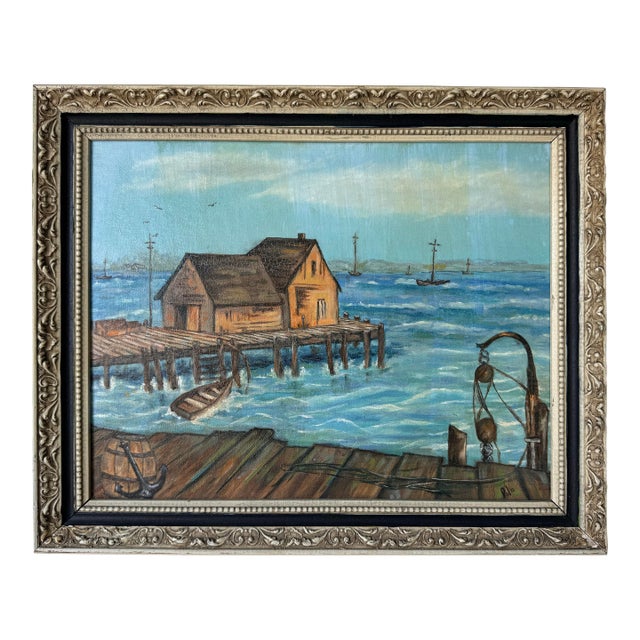 Vintage “Polo” Coastal Impressionist Oil on Masonite Board – Framed For Sale