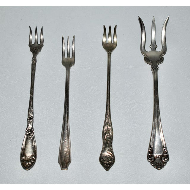 Antique Set of Four Decorative Silverplate Forks For Sale - Image 10 of 12
