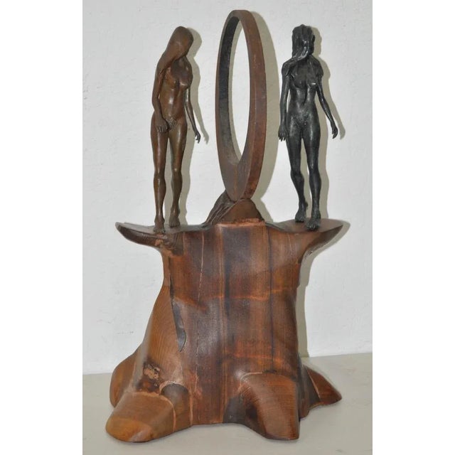 Vintage Figural Nude Bronze, Wrought Iron & Wood Sculpture C.1960s to 1970s For Sale In San Francisco - Image 6 of 6