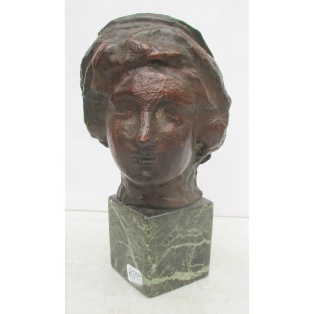 Bronze Antique Bronze Belgian Symbolist Head Circa 1930s' For Sale - Image 8 of 8