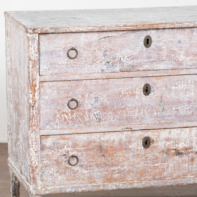 White 19th Century Swedish Painted Pine Chest of Three Drawers For Sale - Image 8 of 12
