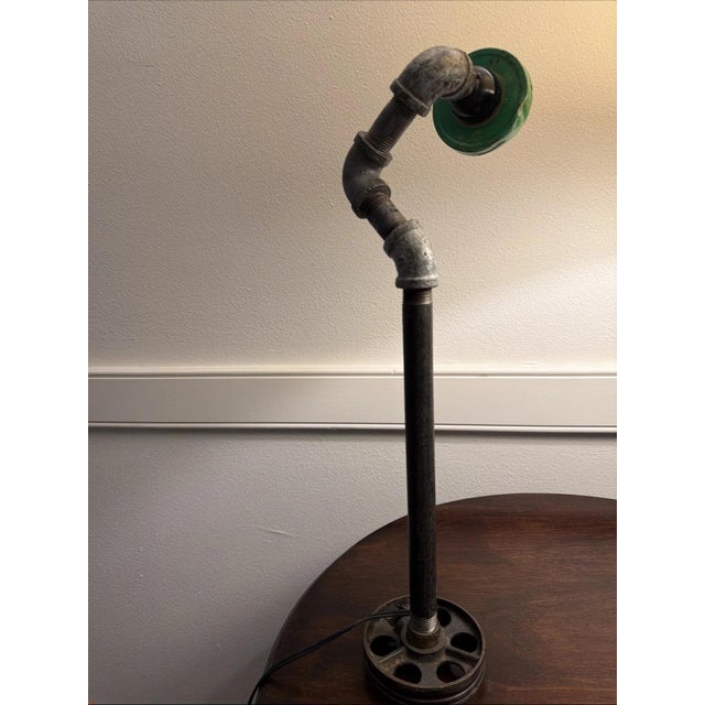 Industrial Steampunk Steel Pipe Lamp For Sale - Image 4 of 4