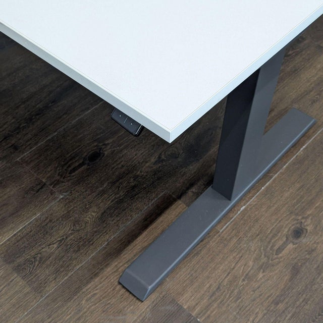 Metal Steelcase Migration Electric Height Adjustable Desk With White Top For Sale - Image 7 of 8