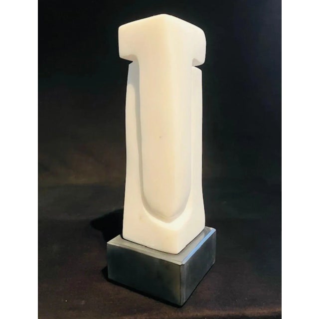 Stone Mid-Century Modern Abstract White Marble Sculpture by Scott Donadio (11.75” High) For Sale - Image 7 of 9