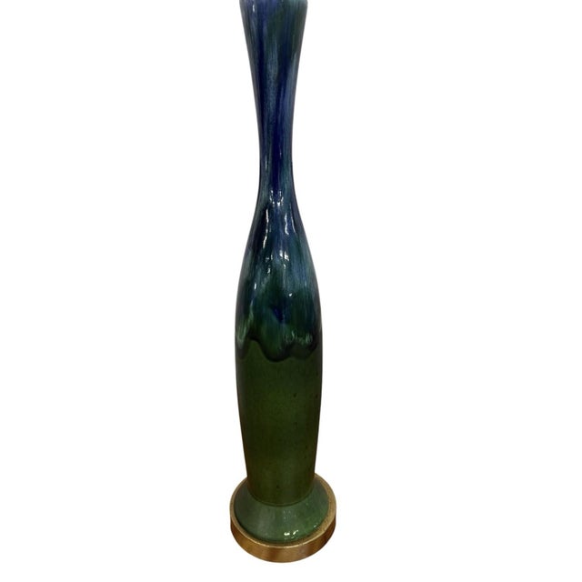 Royal Haeger Mid-Century Modern Royal Haeger Green Drip Glaze Lamps - Set of 2 - Working! For Sale - Image 4 of 12