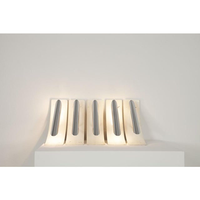 Wall Lamps in White Painted Aluminum and Chrome, Italy, 1970s, Set of 5 For Sale - Image 12 of 18
