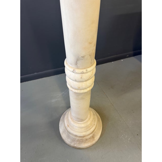 Antique Italian White 7 Piece Carved Alabaster Pedestal Column For Sale - Image 12 of 13