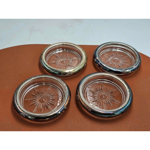 Glass Italian Glass Coasters with Plated Rims from Leonard, 1960s-1970s, Set of 4 For Sale - Image 7 of 7