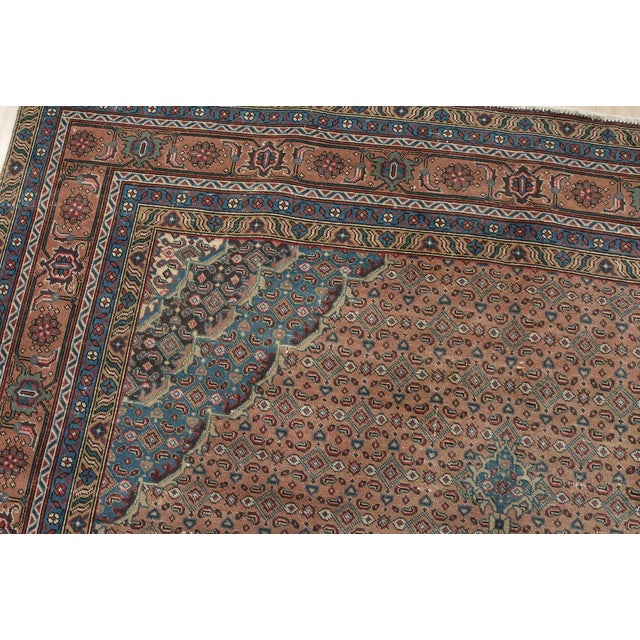 Textile Tabriz Rug 8'1'' X 10'7'' Pink Wool Vintage Distressed Hand-Knotted Carpet For Sale - Image 7 of 15