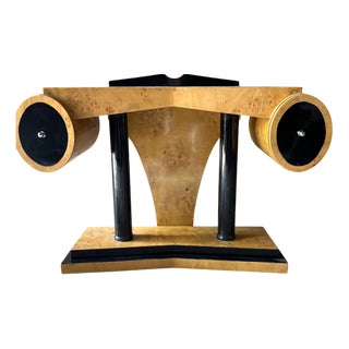 Vintage Art Deco Burr Maple Console Table with 2 Drawers For Sale