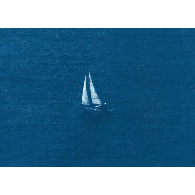 "Misty Sailboat Journey" Limited Edition Seascape on Watercolor Paper by Kind of Cyan For Sale - Image 4 of 13