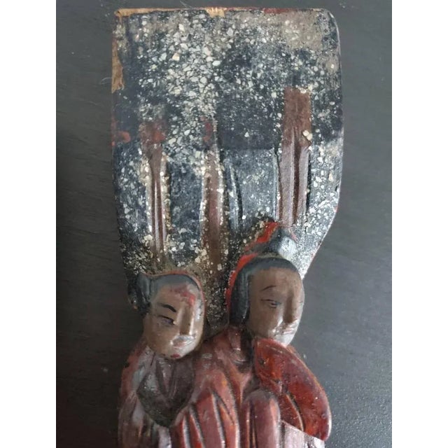 Wood Antique Qing Dynasty Chinese Temple Architectural Ornaments - a Pair For Sale - Image 7 of 11