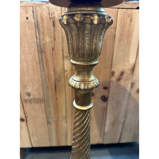Traditional 1950’s. Gilt Wood and Marble Pedestal For Sale - Image 3 of 8