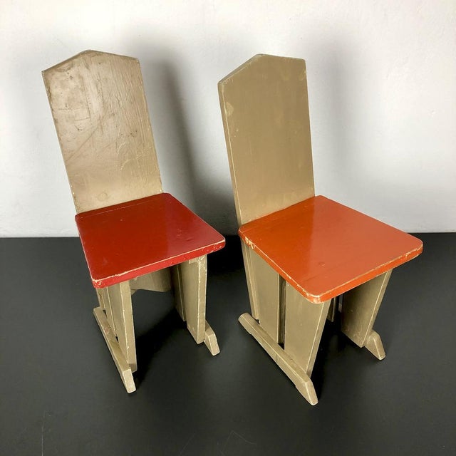 Wood Childrens Chairs in the style of Koo, Netherlands, 1930s, Set of 4 For Sale - Image 7 of 18