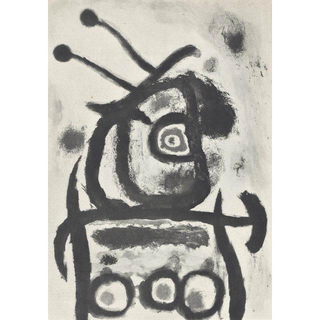 Monochrome lithograph after Joan Miró, from the album "L'Oiseau Solaire, L'Oiseau Lunaire, Etincelles" (The Sun Bird, The...