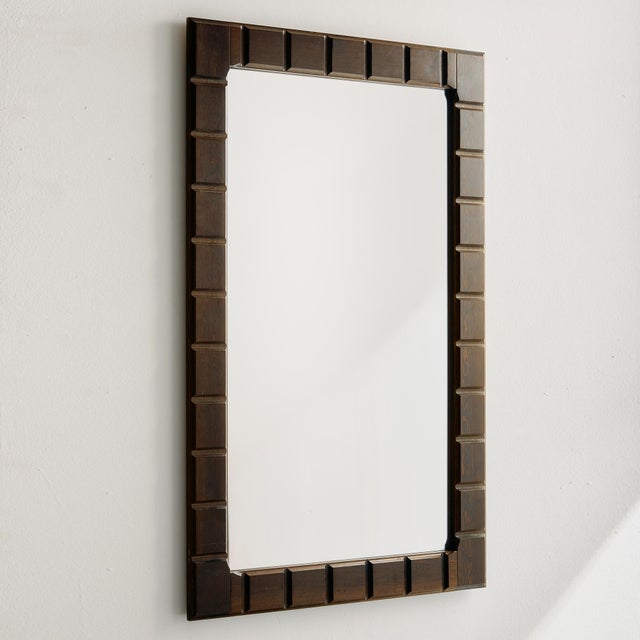 Brown Pinewood Framed Mirror, 1960s For Sale - Image 8 of 8