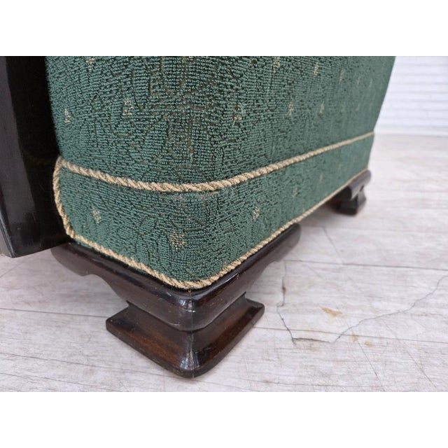 Wood Danish Armchair in Green and Beige Furniture Wool, 1960s For Sale - Image 7 of 18