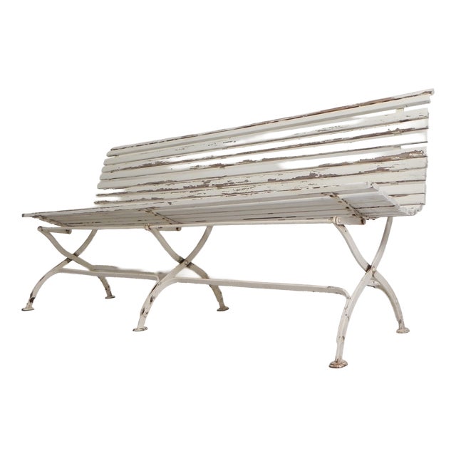 Folding Garden Slatted Bench, 1930s For Sale