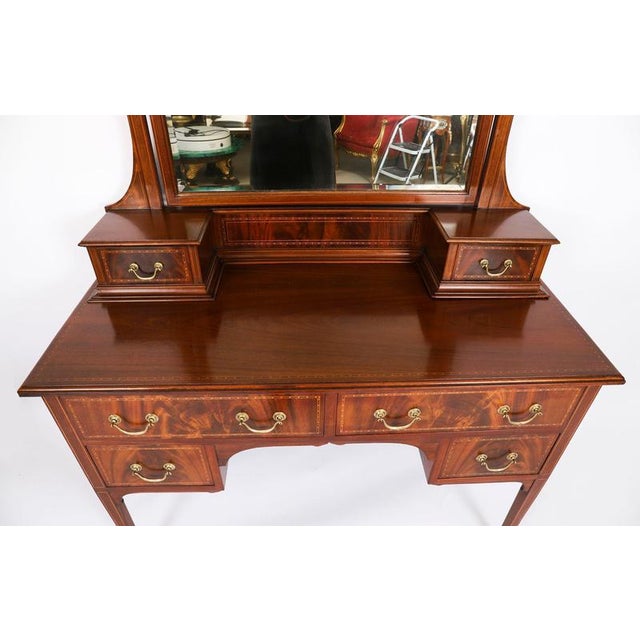 Antique Edwardian Mahogany Dressing Table & Mirror, 1900s For Sale - Image 5 of 18
