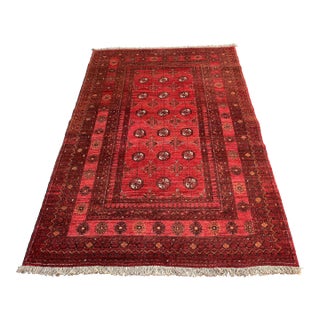 Vintage Afghan Ersari Turkmen Gul Rug, Rose Palette - 6'0" X 4'0" For Sale