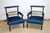A beautiful set of two armchairs in a stunning blue. It may be of interest that this set was manufactured as a custom...