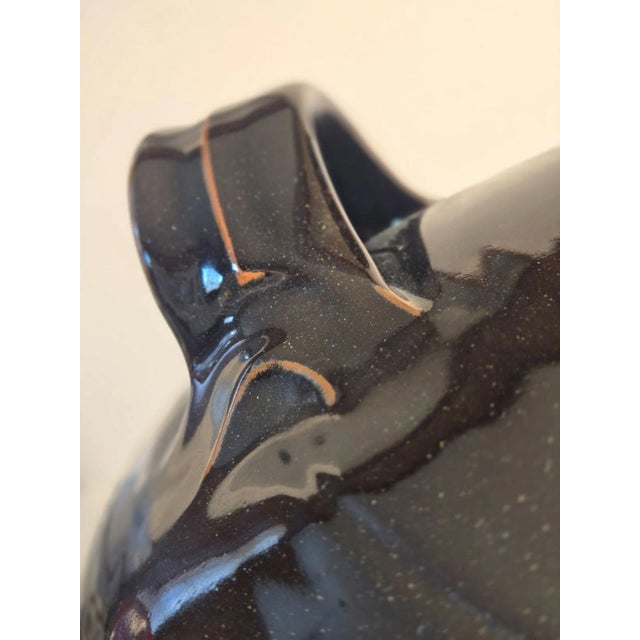 American Late 20th Century Simon Pearce Belmont Black or Brown Vase Urn For Sale - Image 3 of 9