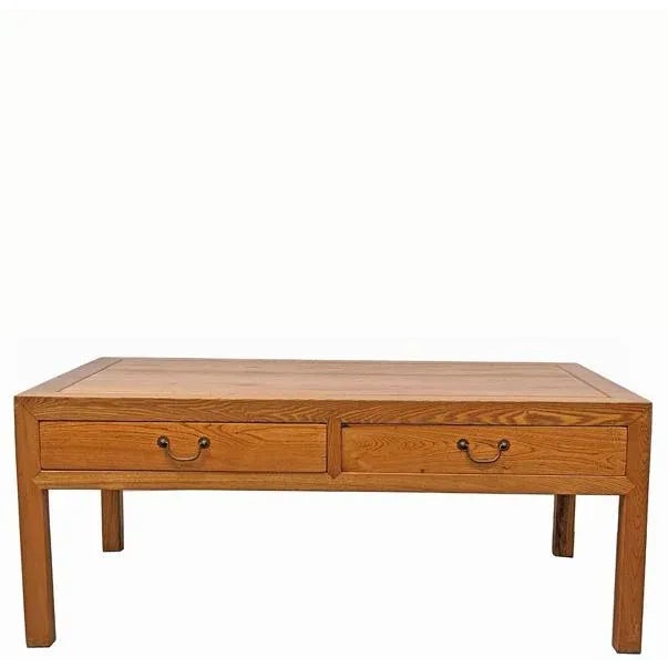 Incorporating elements from the Ming Dynasty style, this rectangular top over two storage drawers coffee table is crafted...