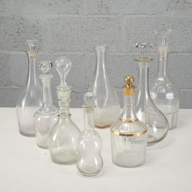 20th Century Worked Glass Decanter Bottles, Set of 8 For Sale - Image 4 of 5