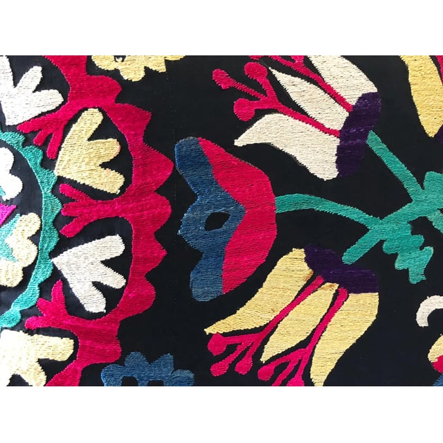 Textile Stunning Old Custom Made Uzbeck Suzani Lg Pillow 25.5" by 18" For Sale - Image 7 of 8