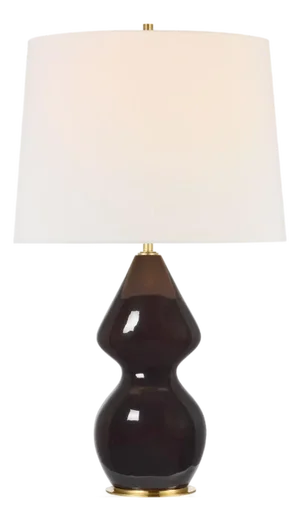 Thomas O'Brien by Visual Comfort Signature Noppon 30" Table Lamp in Black Caviar with Linen Shade