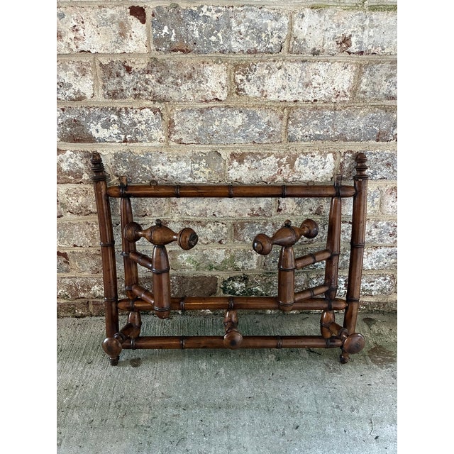 French Late 19th Century French Faux Bamboo Wall Mounted Coat Rack For Sale - Image 3 of 18