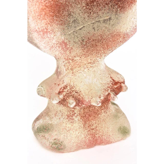 Brick Red Vintage Kosta Boda Scavo Sandlbasted Glass Sculptural Tabletop Cat Ear MIrror For Sale - Image 8 of 11